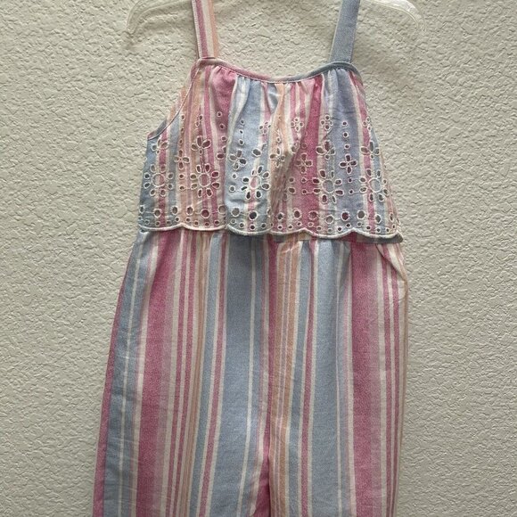 Rare Editions Girls 4T Romper Jumpsuit Jumper Sleeveless Striped NEW NWTs - Picture 6 of 7